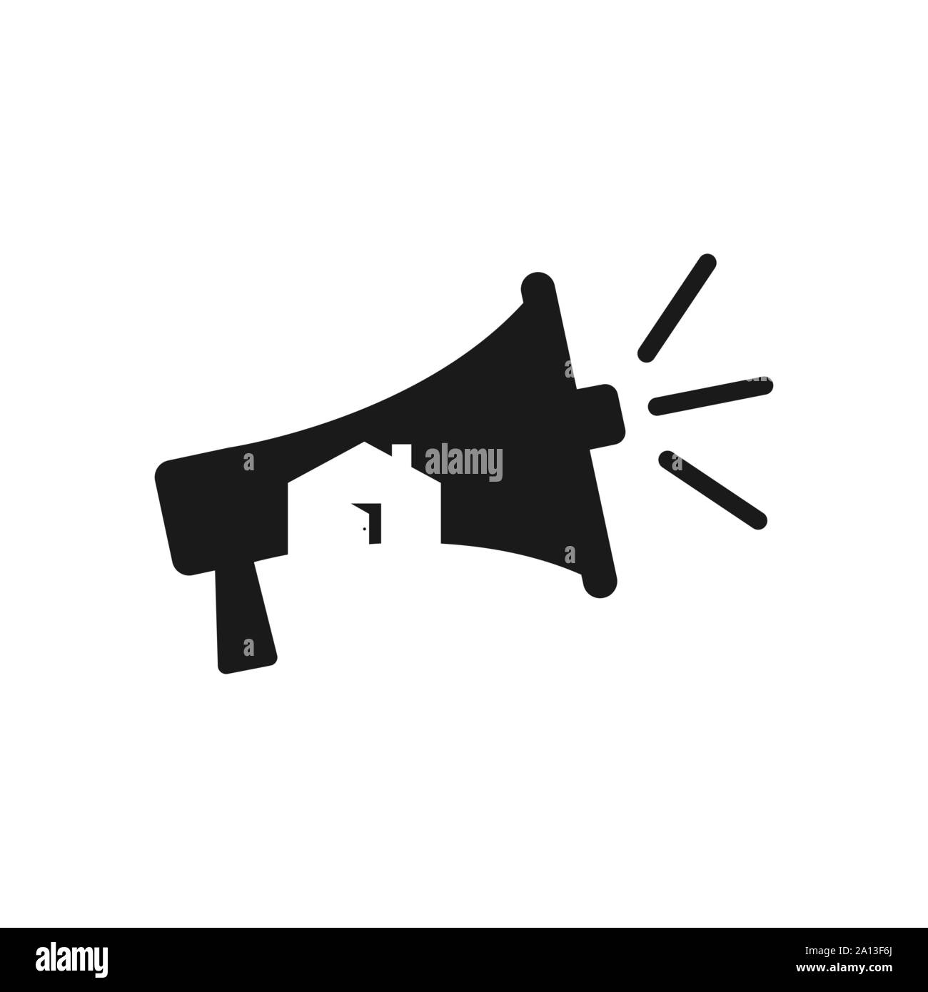 Chambre et mégaphone avec logo marketing espace négatif style design vector Illustration de Vecteur