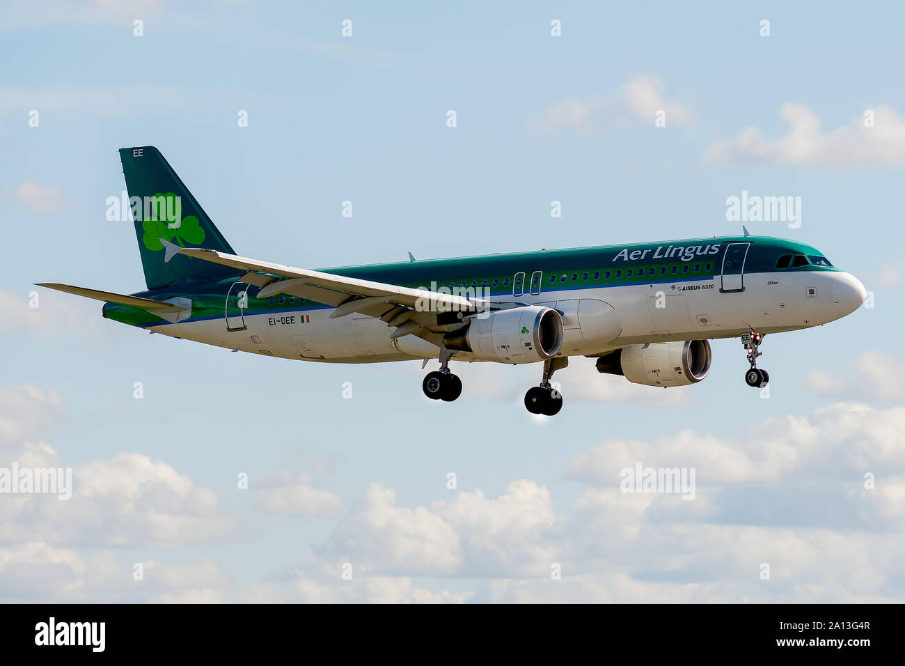 EI-DEE, 23 septembre 2019, l'Airbus A320-214-2250 atterrissage à l'aéroport Paris Roissy Charles de Gaulle à la fin de l'Aer Lingus EI822 de Cork vol Banque D'Images