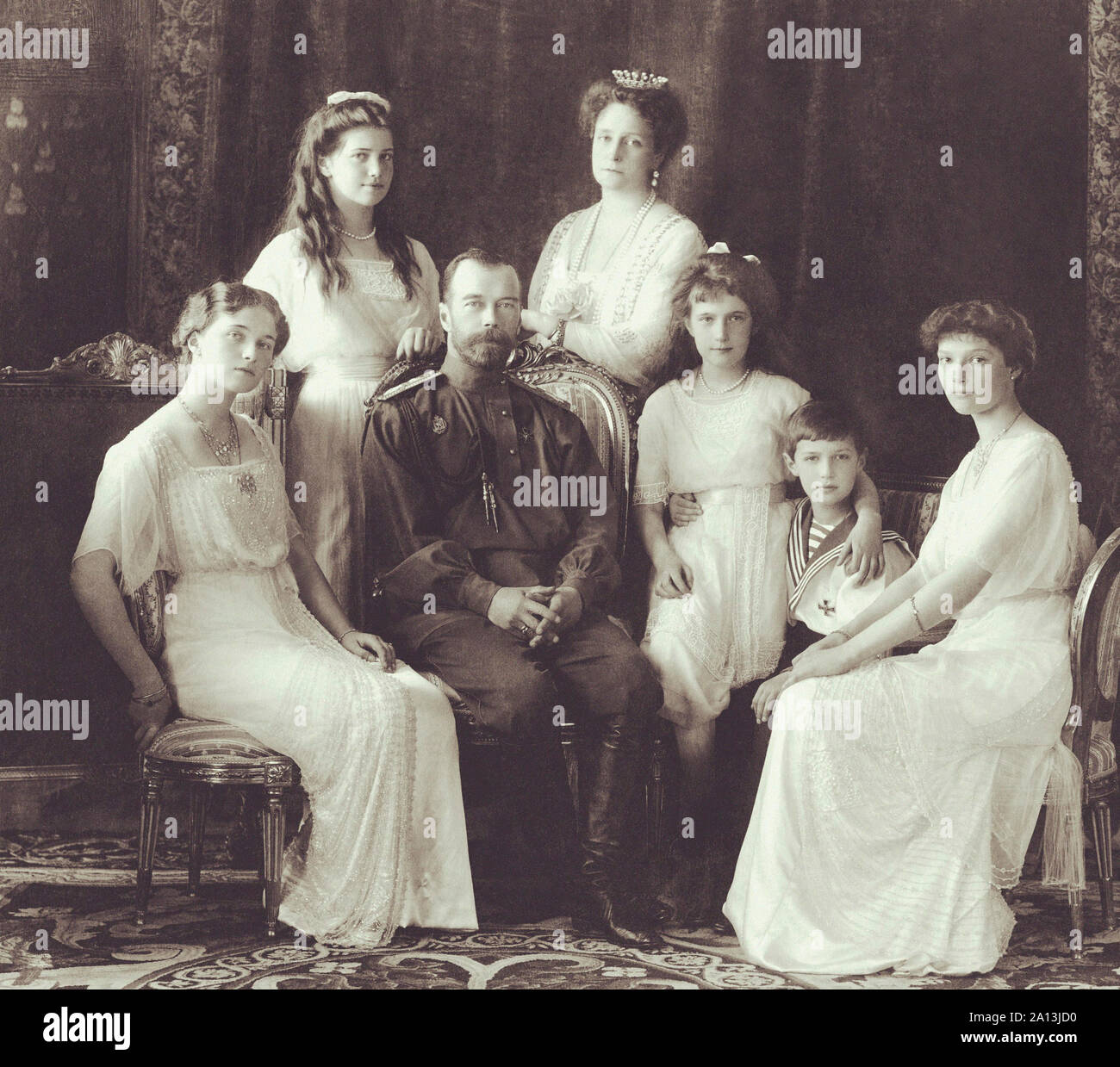 Portrait de la famille impériale Romanov en 1913. Banque D'Images