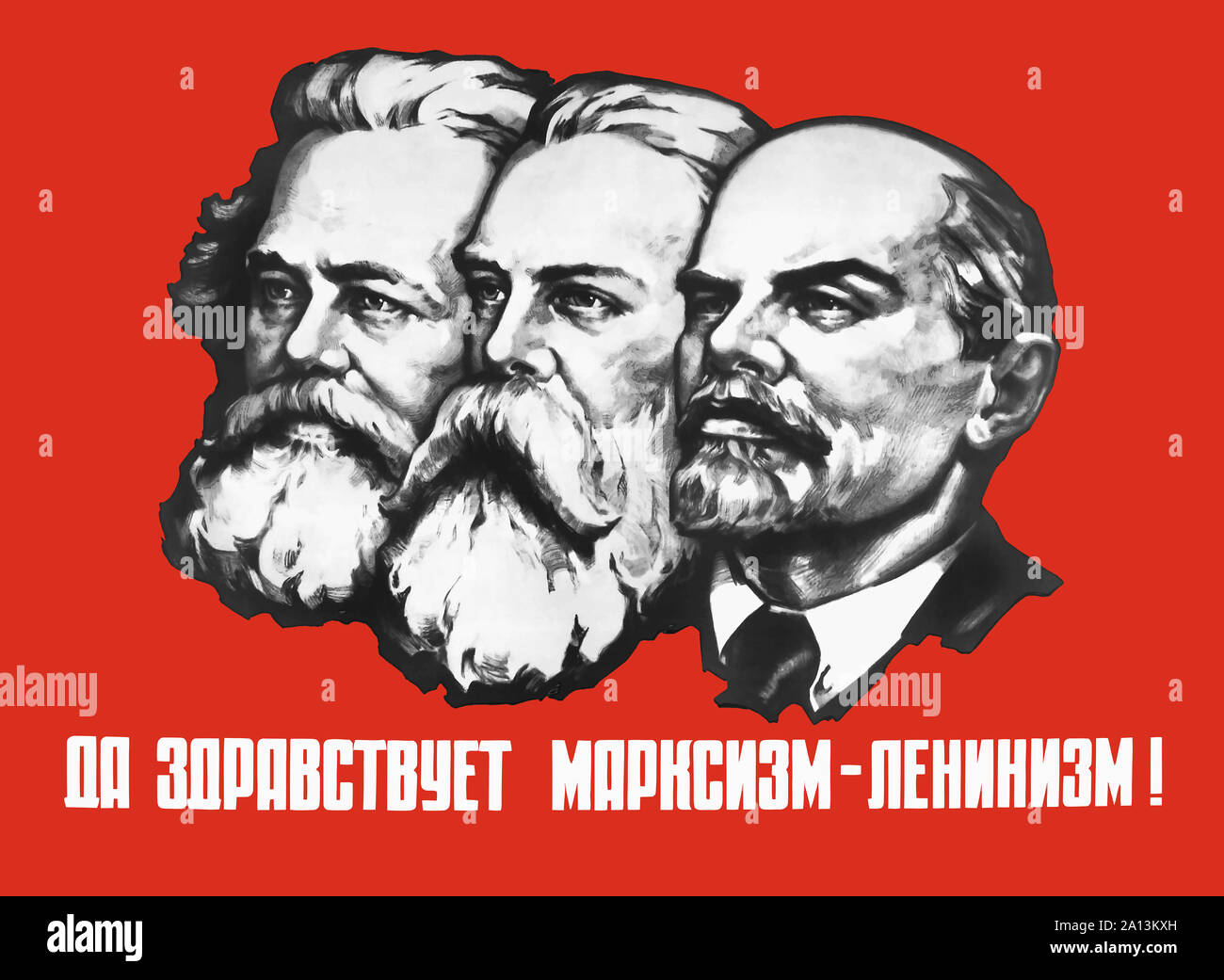 Une affiche de propagande russe de Karl Marx, Friedrich Engels et Lénine. Banque D'Images