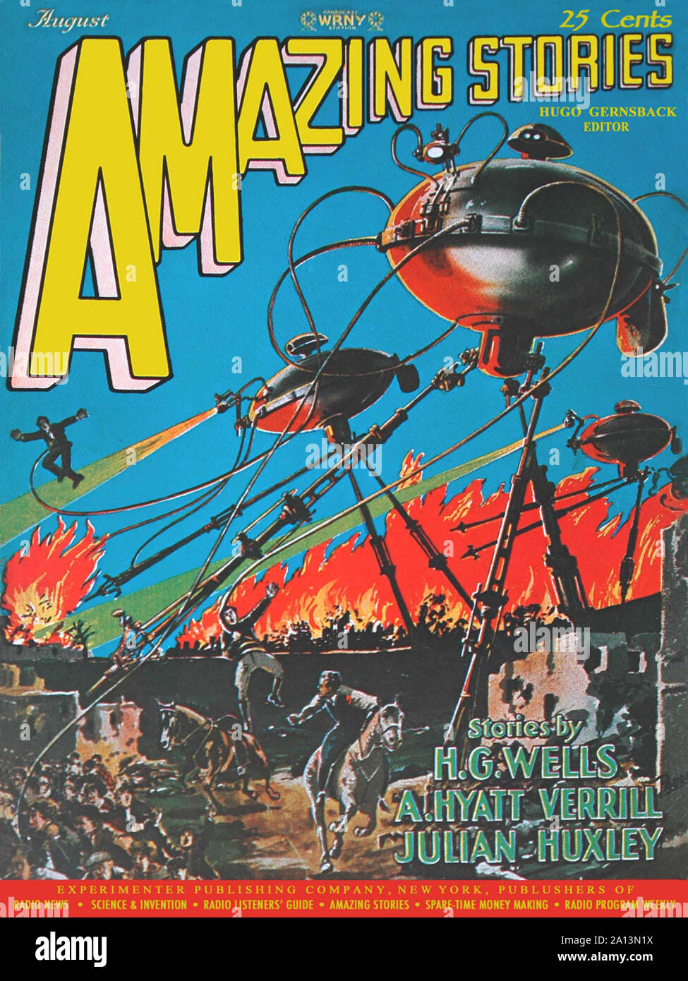 AMAZING STORIES magazine de science-fiction américain de 1927 avec une guerre des mondes la sérialisation et couvrir Banque D'Images