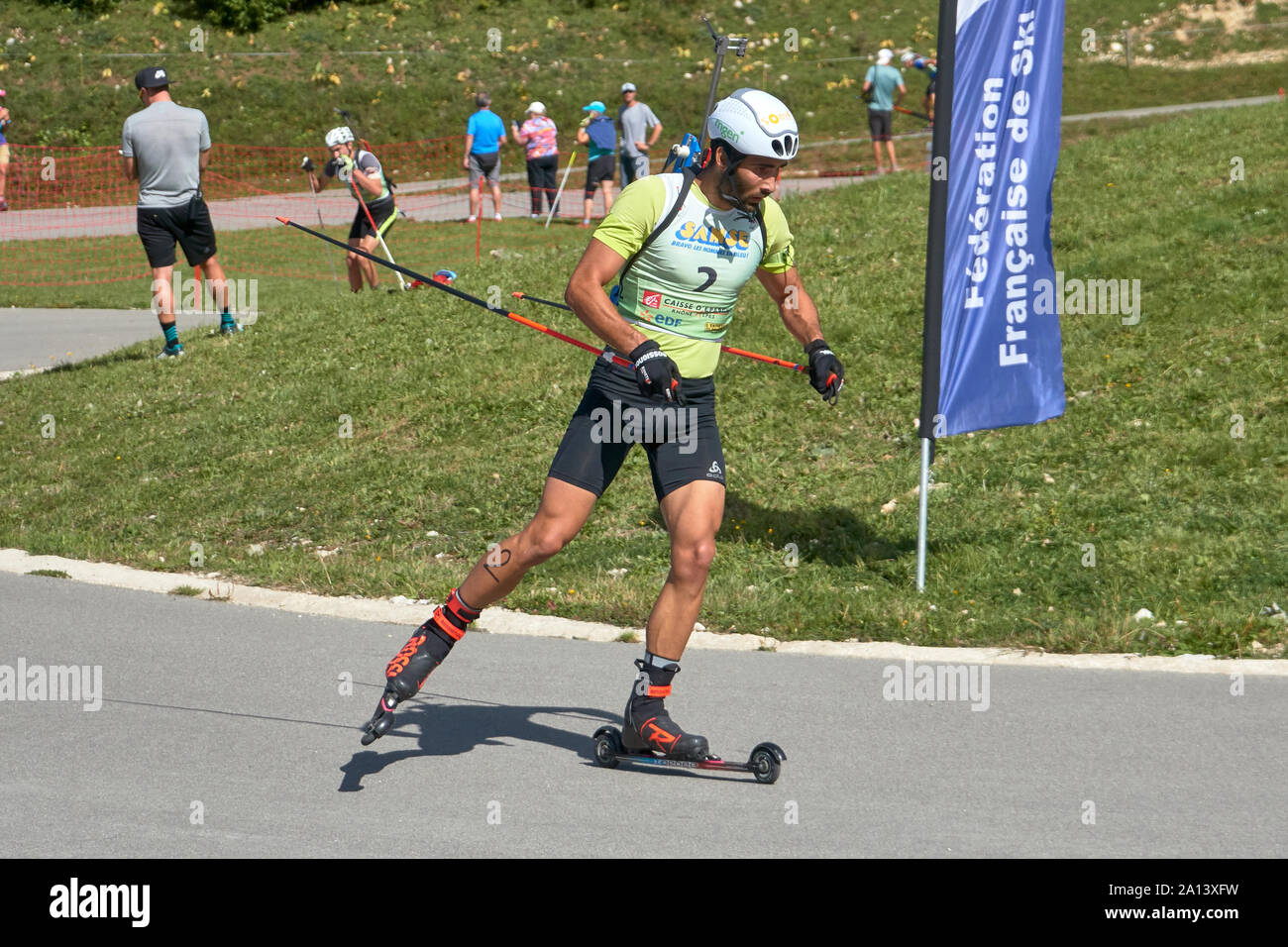 Stade des prémanon - Touffetées Bourgogne Franche Comté France - Septembre 2019 - Martin Fourcade Skate vers le premier tir permanent de la course. O Banque D'Images