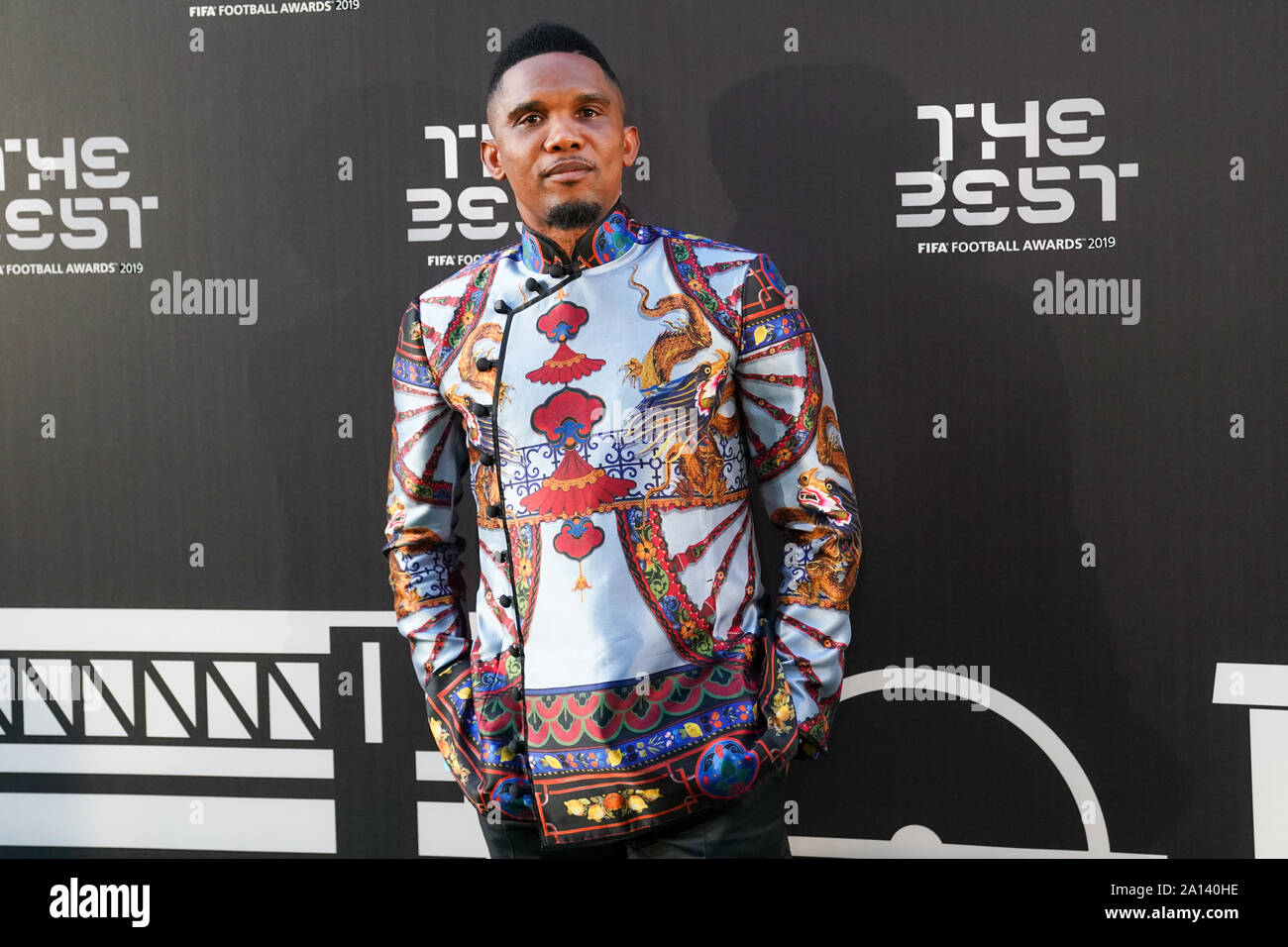 Milan, Italie. 29Th Sep 2019. Samuel Eto'o, un ancien joueur de football professionnel sur le tapis vert au cours de la meilleure FIFA Football Awards 2019 au Teatro alla Scala, le 23 septembre 2019 à Milan, Italie, (Photo : Daniela Porcelli) : Crédit Photo de presse Sport/Alamy Live News Banque D'Images