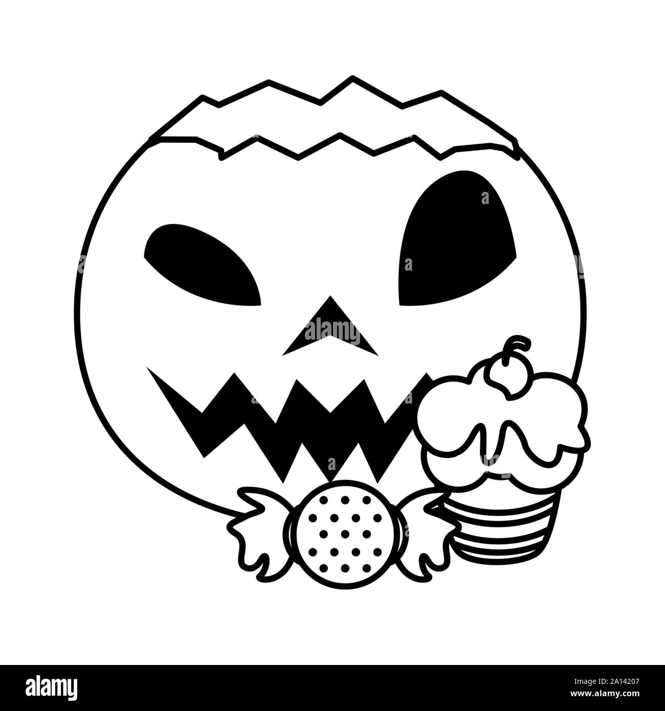 Bonbons sucrés avec pupmkin halloween Illustration de Vecteur