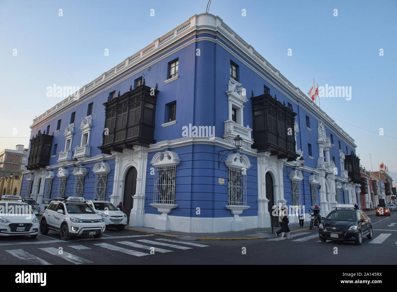 Beneficencia Publica bâtiment, une partie de l'architecture de la ville historique de Trujillo, Pérou Banque D'Images