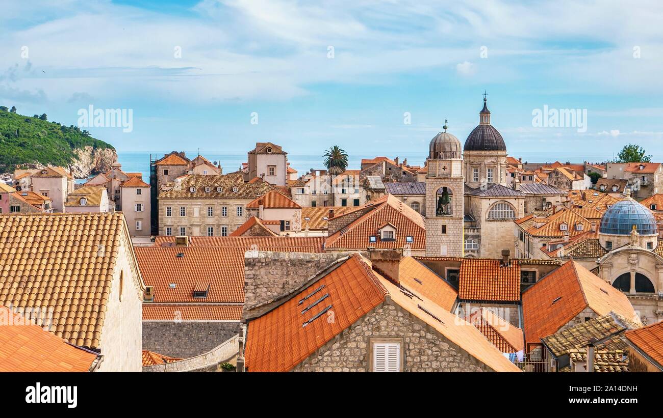 L'élégant les toits de la vieille ville de Dubrovnik. Banque D'Images