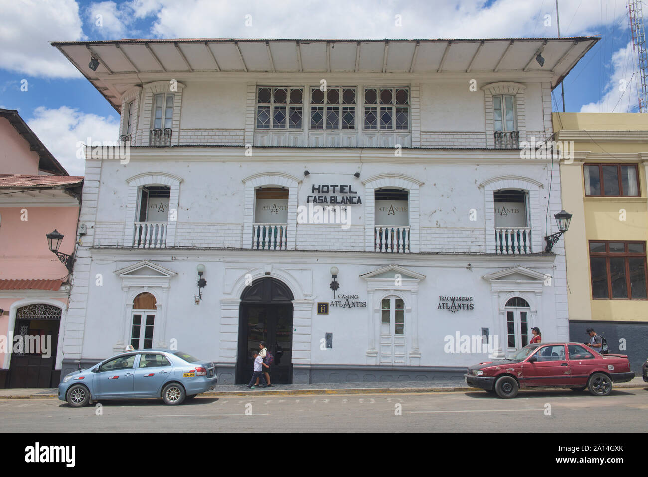 L'hôtel et casino de Casa Blanca à l'époque coloniale Cajamarca, Pérou Banque D'Images