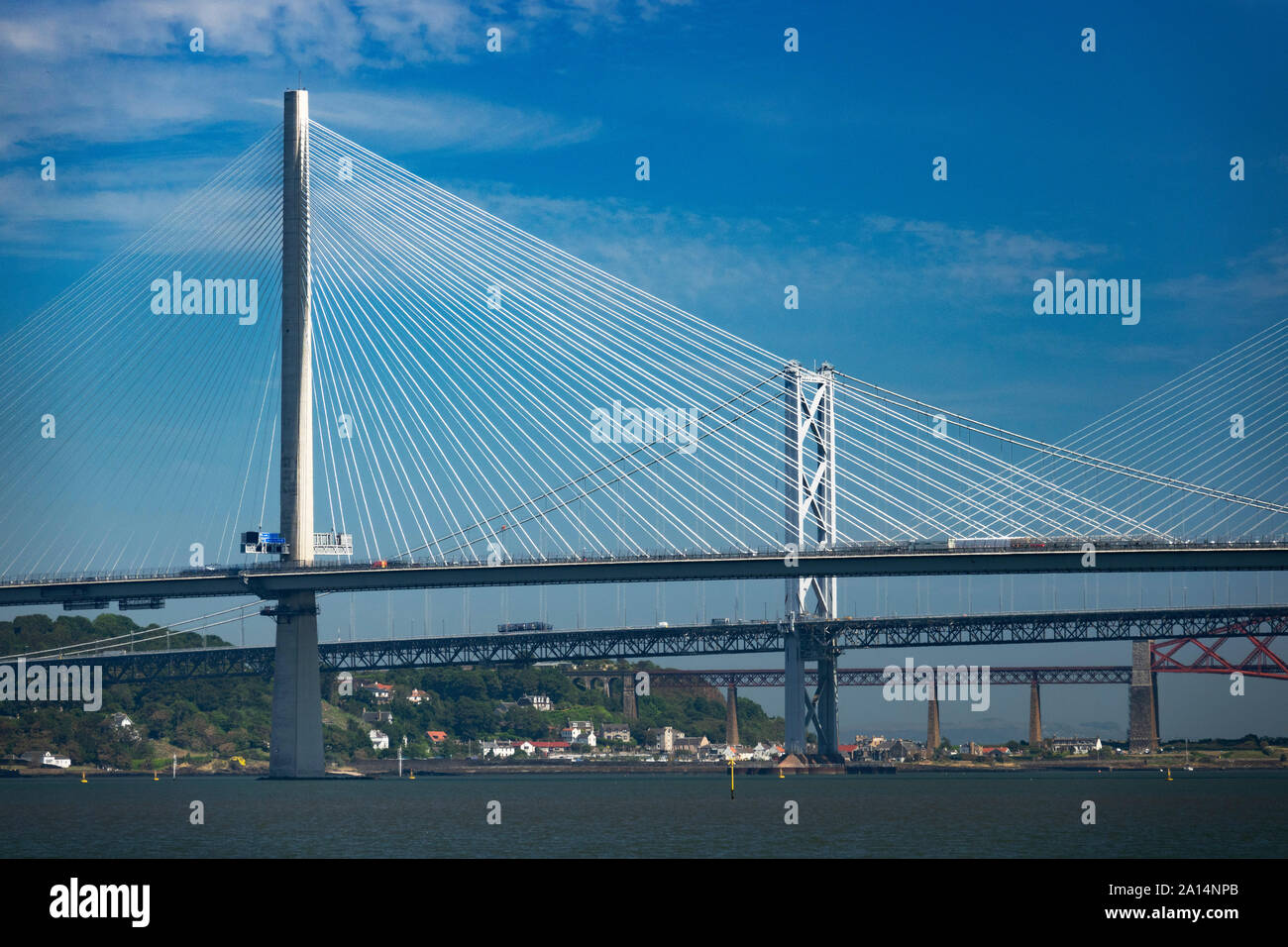 Les trois ponts Forth près d'Edimbourg, Ecosse, Royaume-Uni Banque D'Images