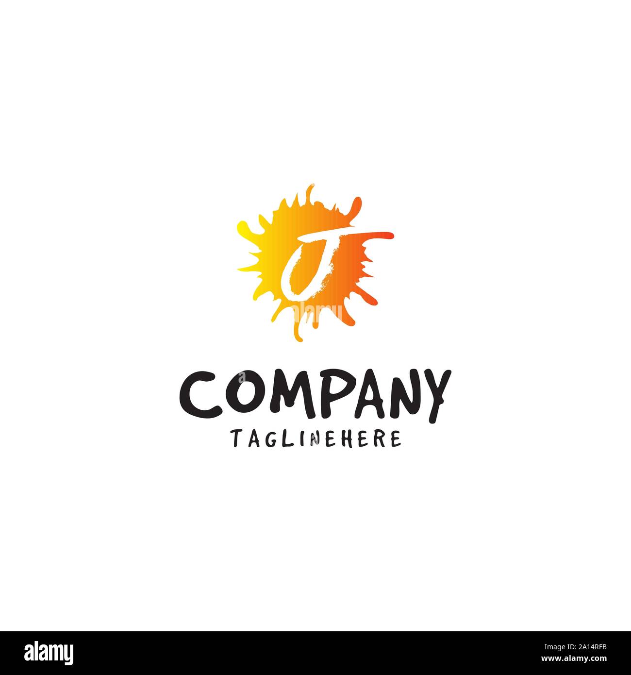 Lettre J logo dans fresh orange juice splash élément design Illustration de Vecteur