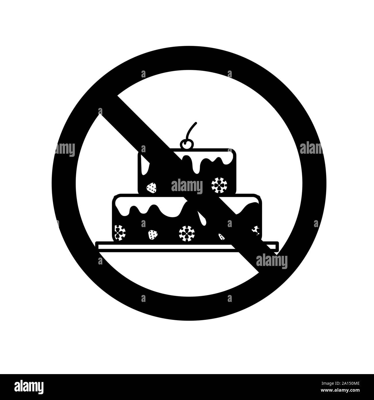 Silhouette d'un goûter en signe d'interdiction. Concept d'aliments sains. Illustration de Vecteur
