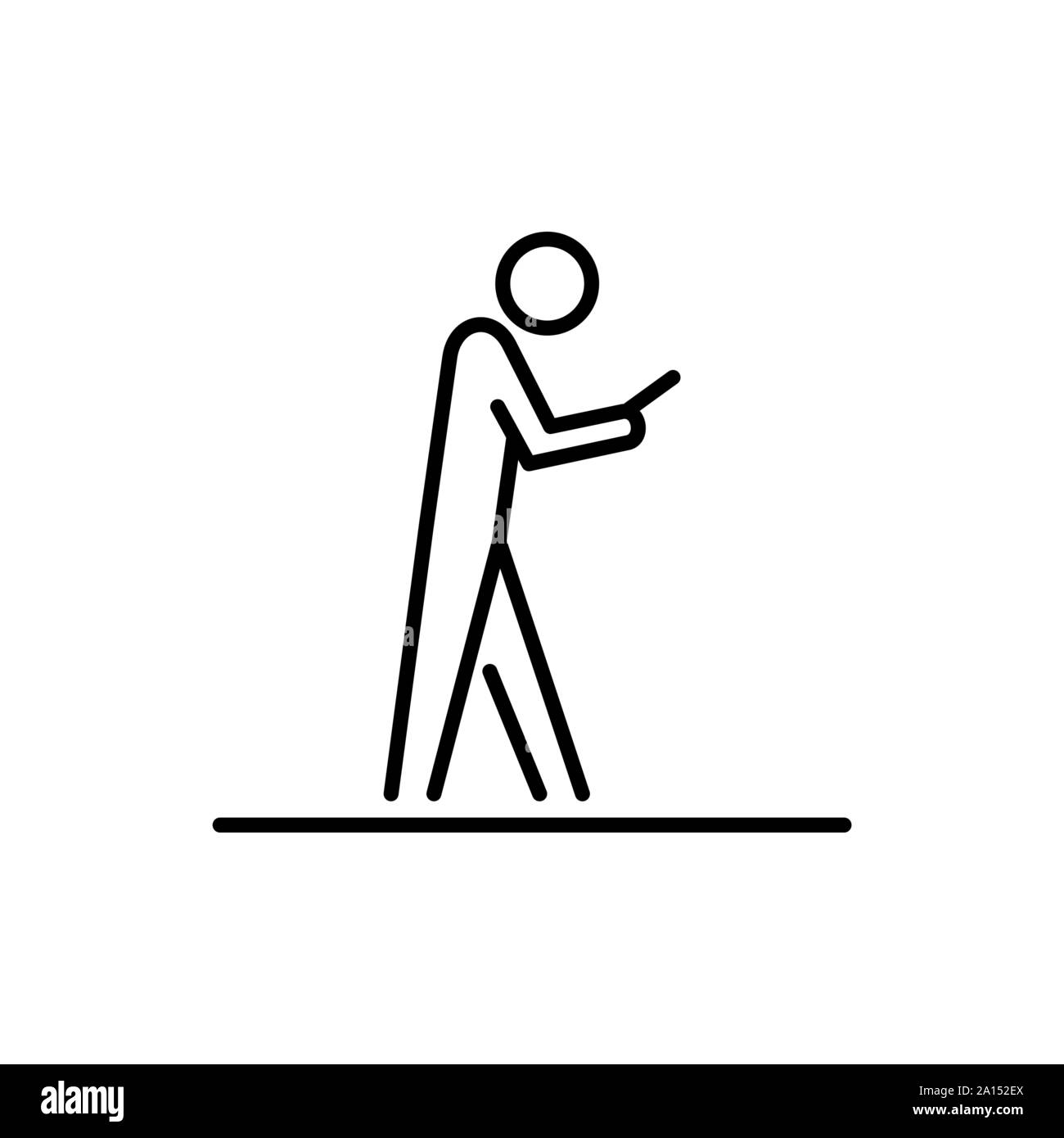 Man using smartphone et gens d'affaires à pied simple icône télévision ligne illustration. Illustration de Vecteur