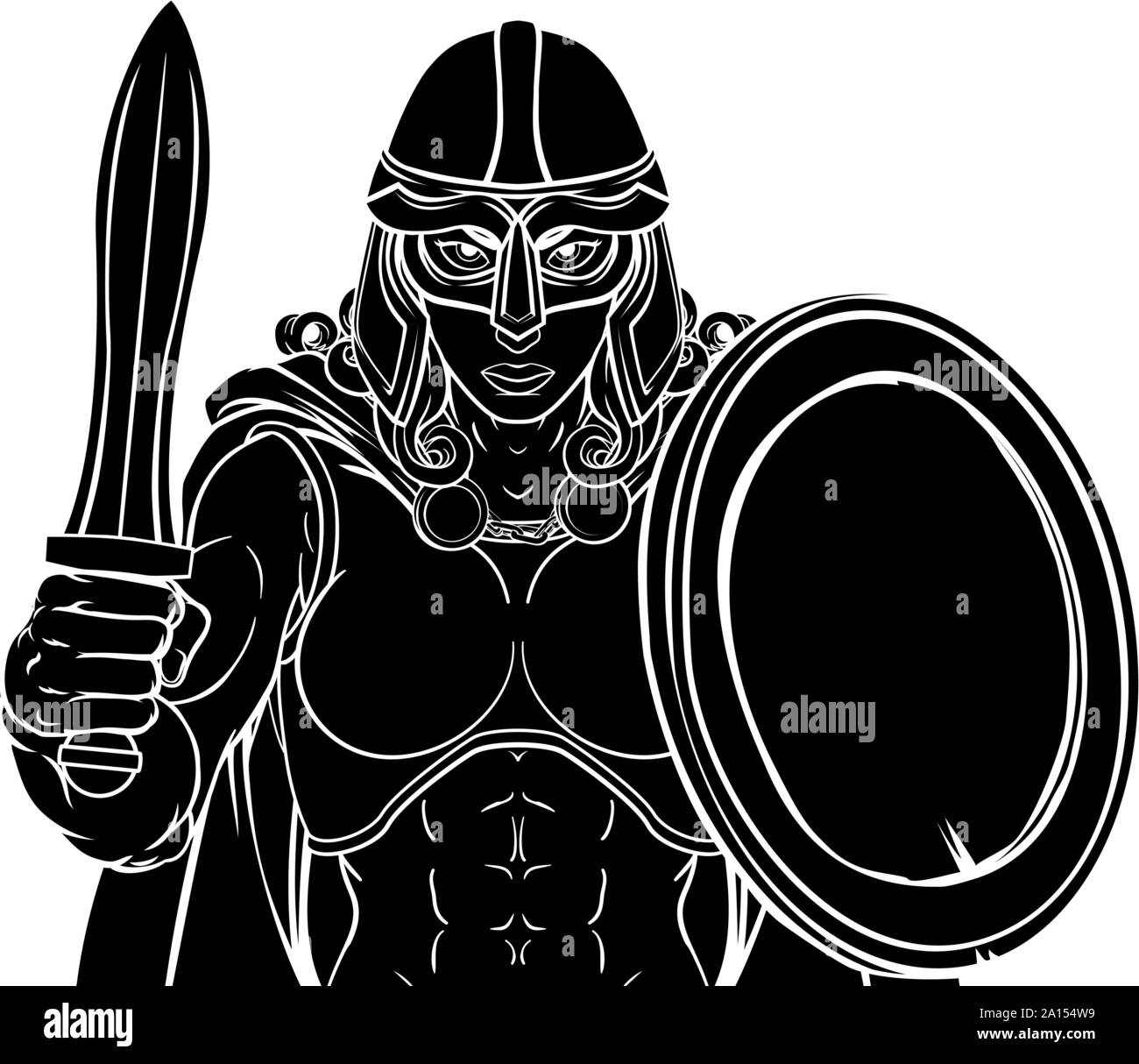 Trojan Spartan guerrier viking celte Femme Chevalier Illustration de Vecteur