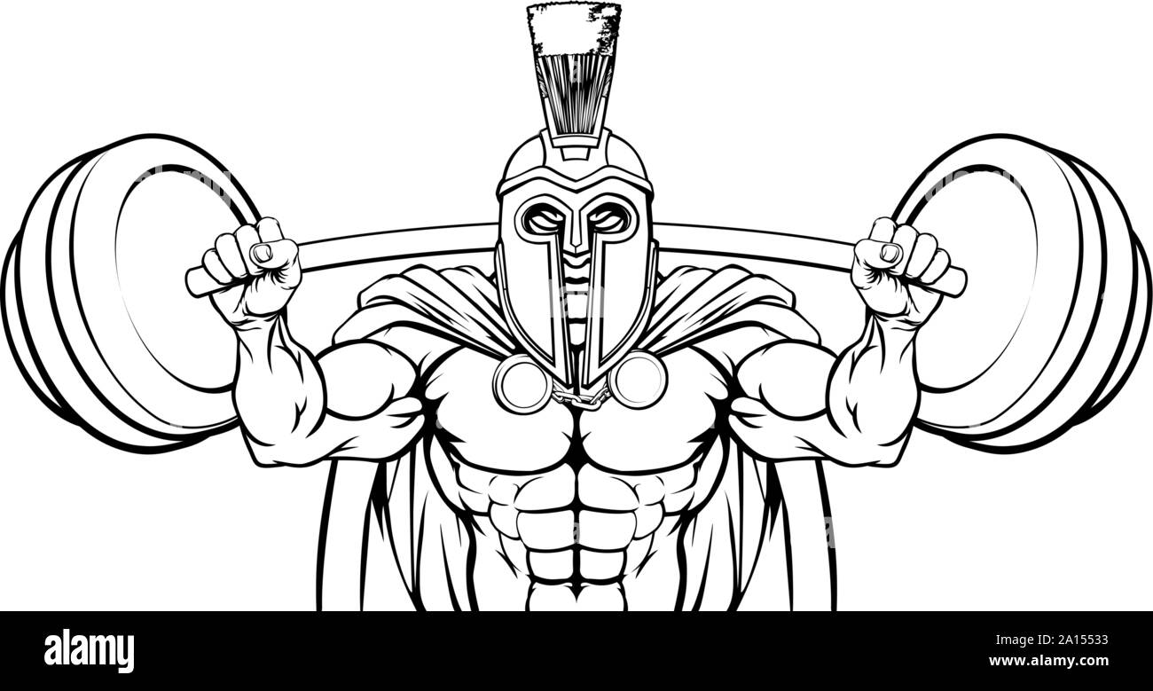 Trojan Spartan le levage de poids Musculation Mascot Illustration de Vecteur