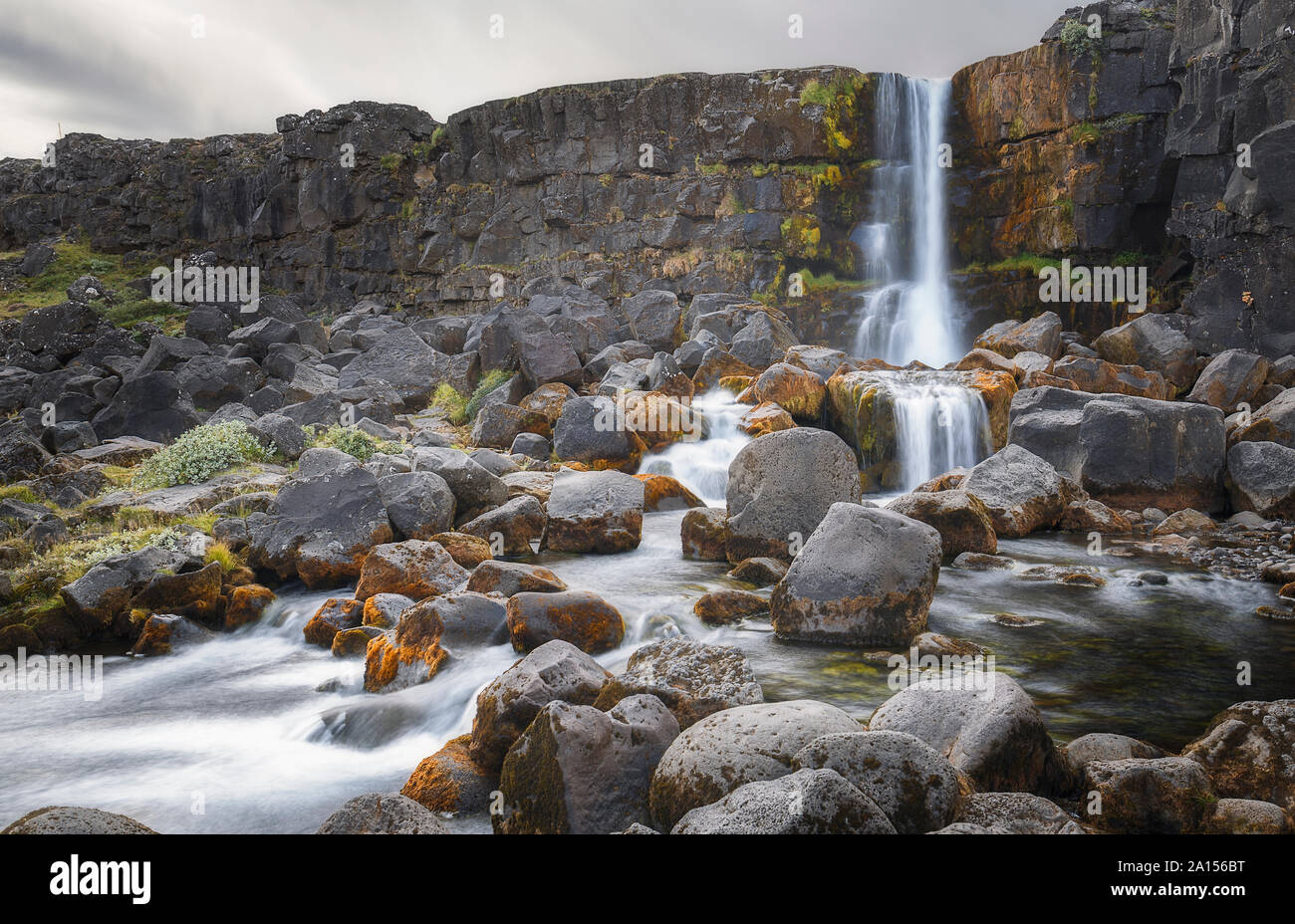 Vue de la cascade Oxararfoss en Islande Banque D'Images