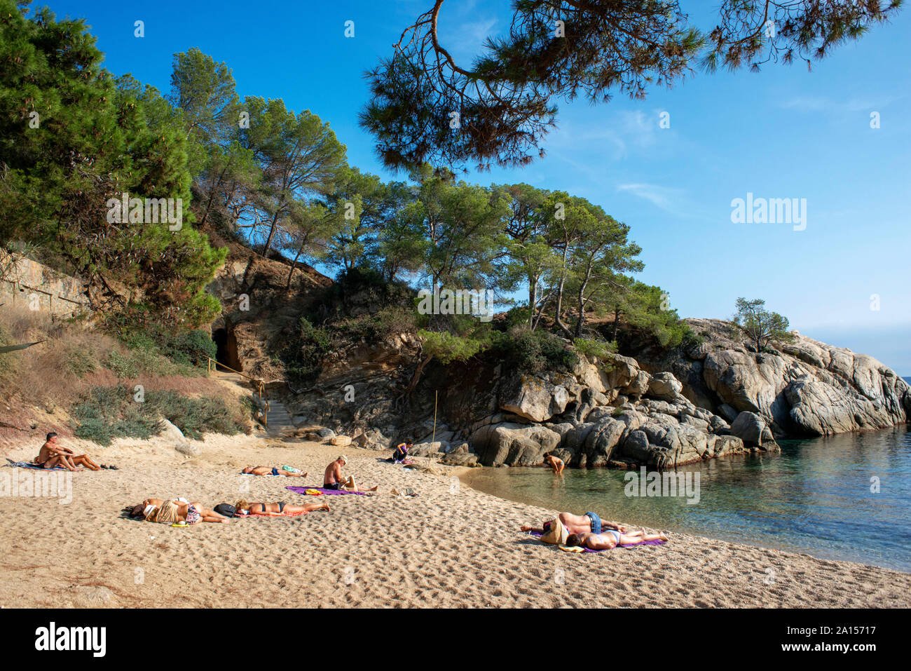 Platja d'Aro. Cala del Pi plage de Costa Brava. Cami de Ronda. Province de Gérone. La Catalogne. Espagne Banque D'Images