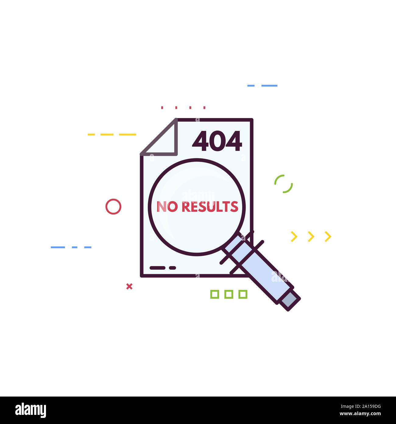 Page non trouvée 404 modèle. Page d'erreur 404 ligne plate concept. Lien vers une page inexistante. Aucun document des résultats. Page avec loupe et Illustration de Vecteur