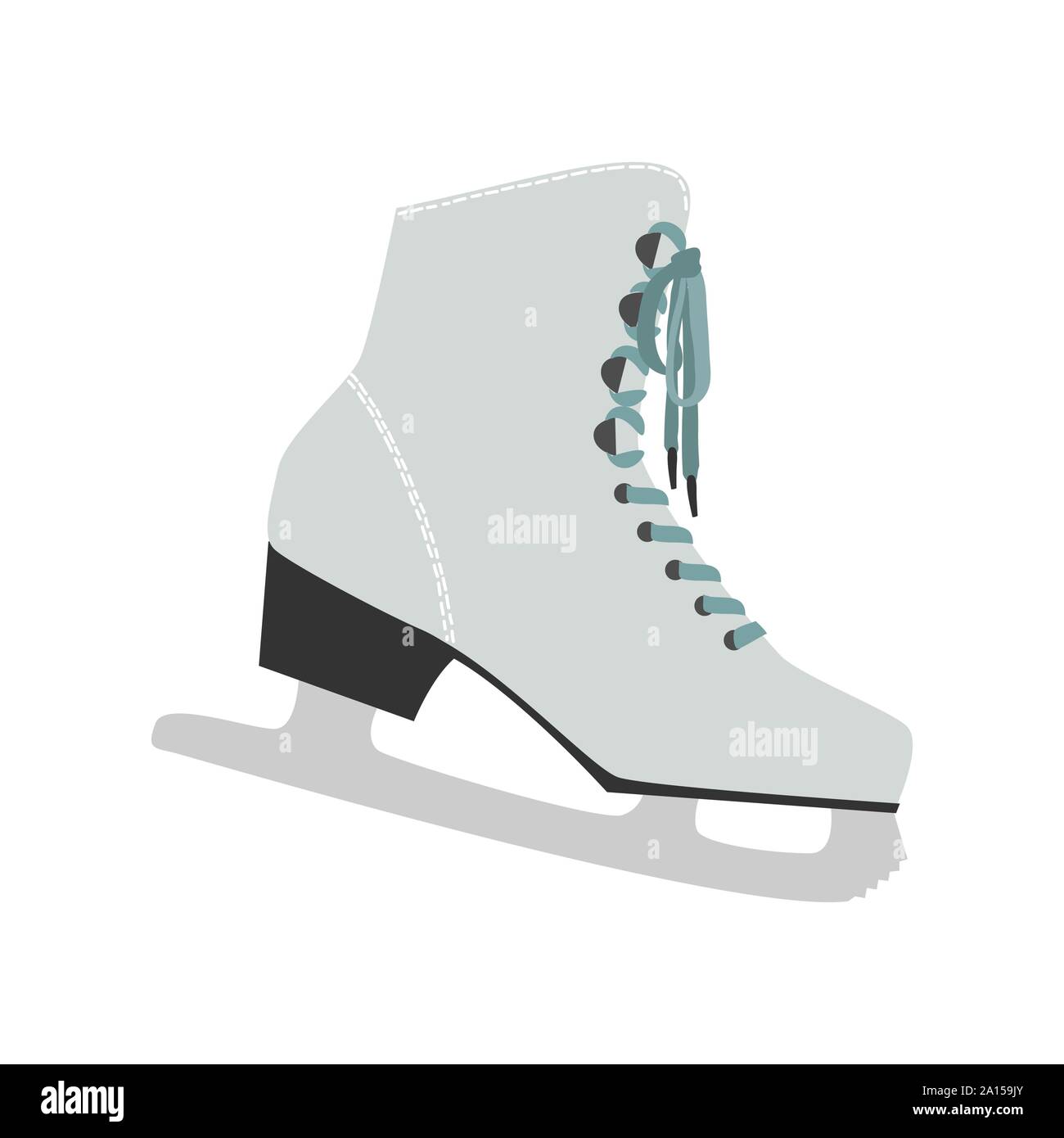 Blanc vecteur des patins, patinoire vintage chaussures équipement. Noël et nouvel an isolée maison de décoration symbole sur télévision Illustration de Vecteur