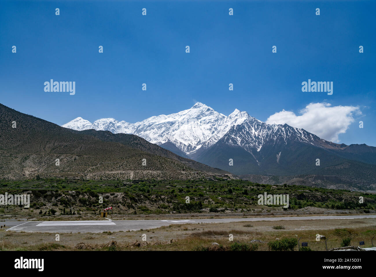 Aéroport à Jomsom, Mustang, Népal Banque D'Images