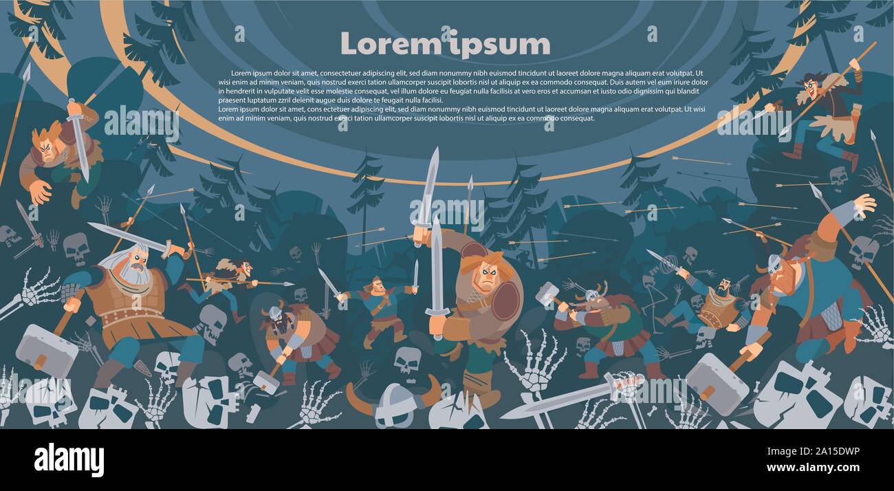 Une bataille entre les habitants du nord et de l'armée des morts. Illustration de Vecteur