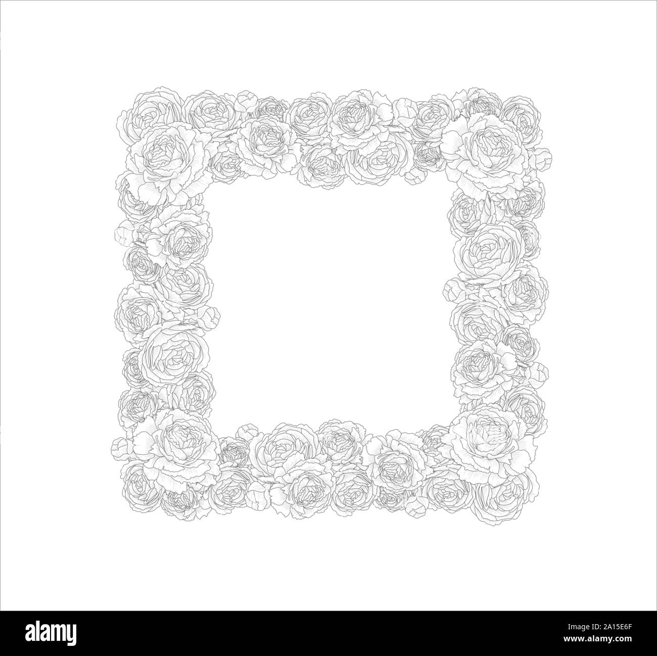Cadre décoratif avec des fleurs, roses, pivoines. Modèle élégant et élégant pour le texte. Dessin d'illustration vectorielle. Illustration de Vecteur Cadre décoratif avec des fleurs, roses, pivoines. Modèle élégant et élégant pour le texte. Dessin d'illustration vectorielle. Illustration de Vecteur