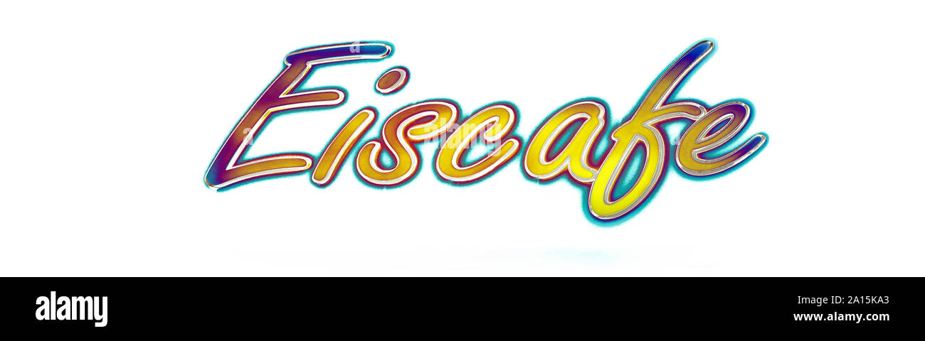 Ice cafe - lettrage. Die est le mot allemand pour la crème glacée. Isolé sur fond blanc. Banque D'Images