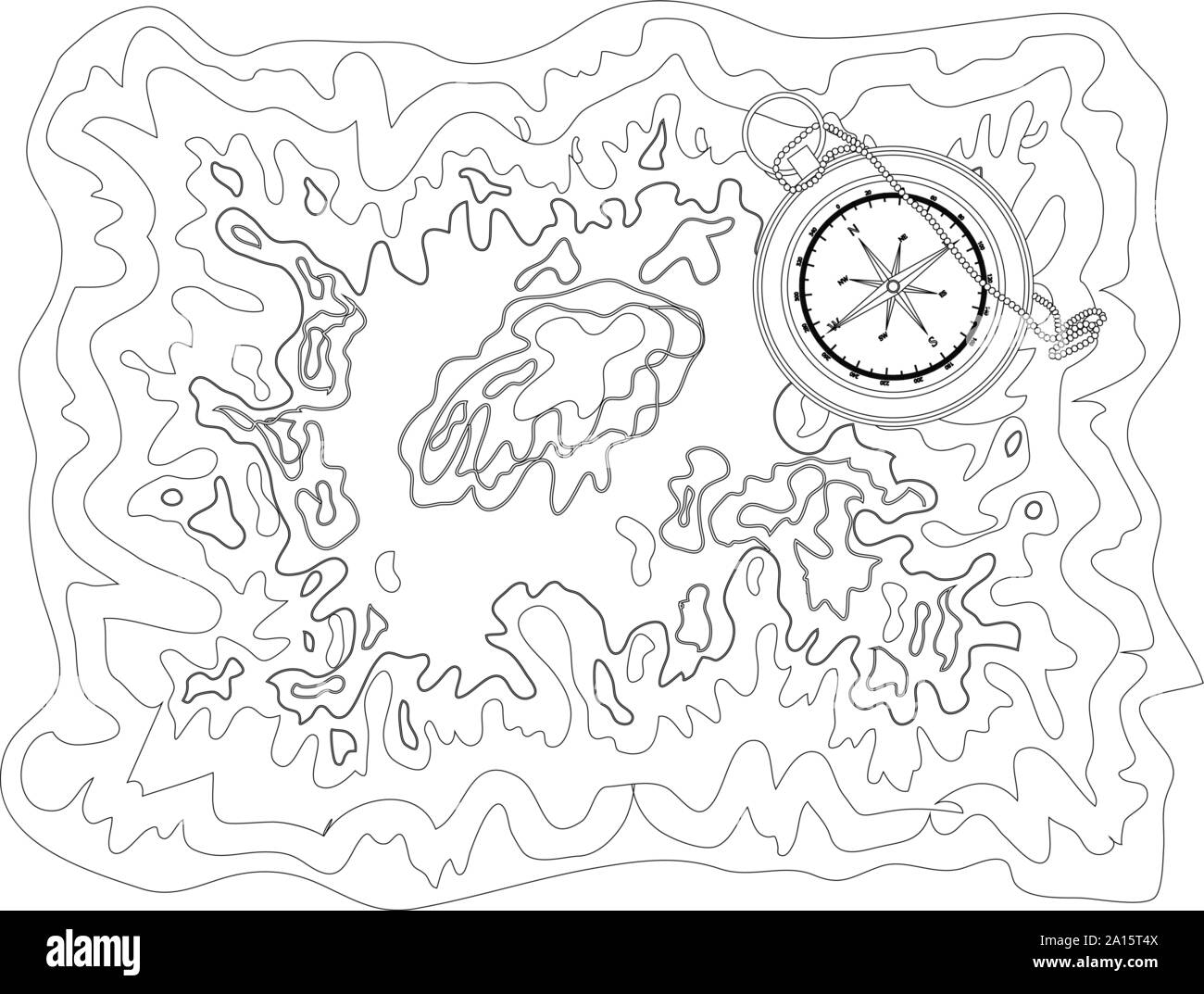 Carte en noir et blanc avec contour topographique résumé des lignes de montagnes, latitude et longitude, la topographie de l'art du dessin avec aucun na Illustration de Vecteur