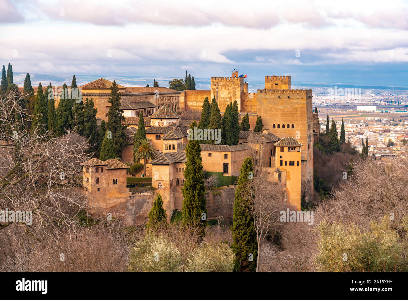 Vue de l'Alhambra Palace complexe de Generallife, Granada, Espagne Banque D'Images