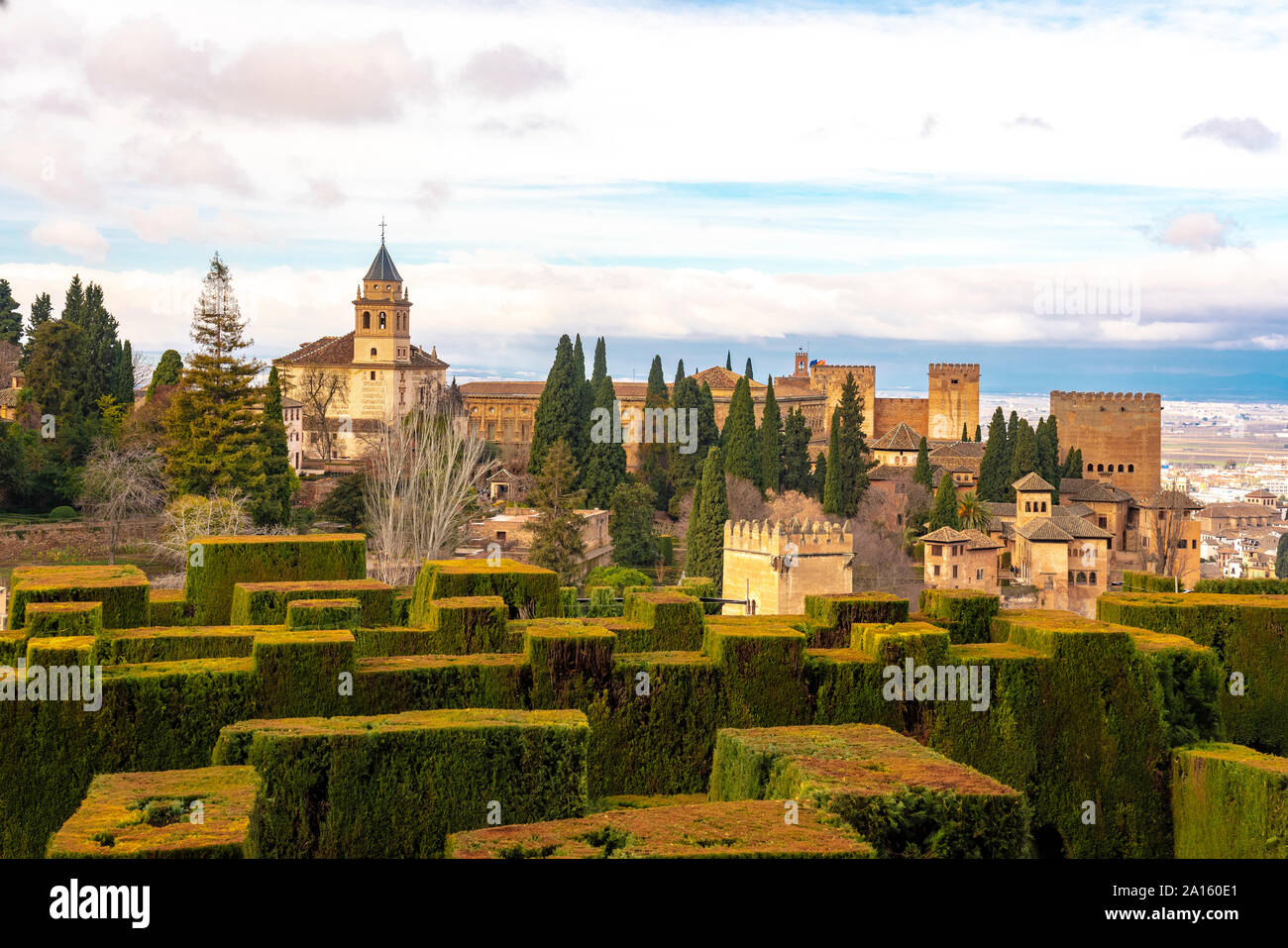 Vue de l'Alhambra Palace complexe de Generallife, Granada, Espagne Banque D'Images