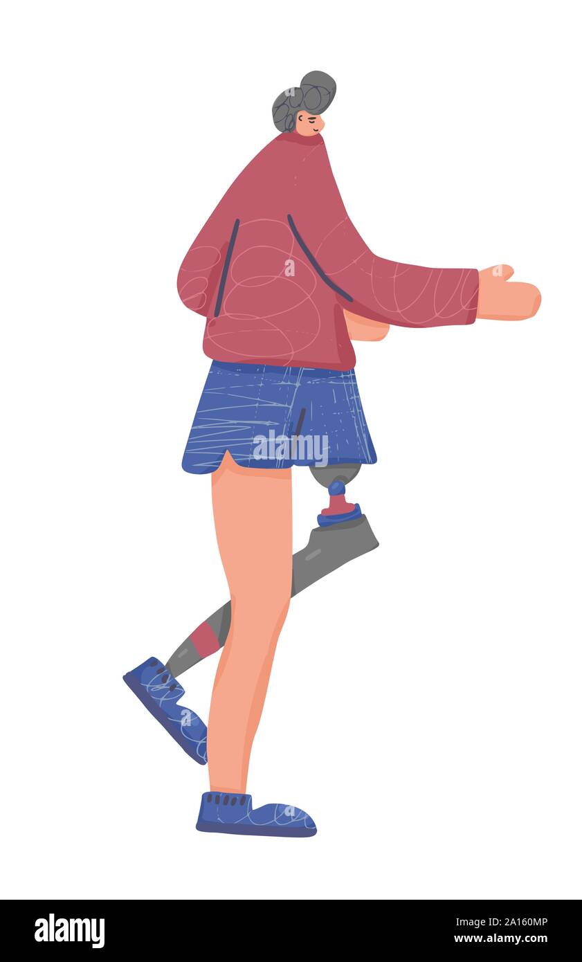 Runner. Personne avec prothèse de jambe isolée de jogging. La conception de scénario. Illustration de Vecteur