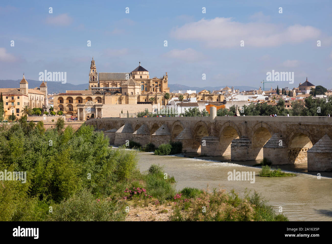 Espagne, Andalousie, Cordoue, Vieille Ville, mosquée-cathédrale de Cordoue, Puente Romano, pont romain Banque D'Images