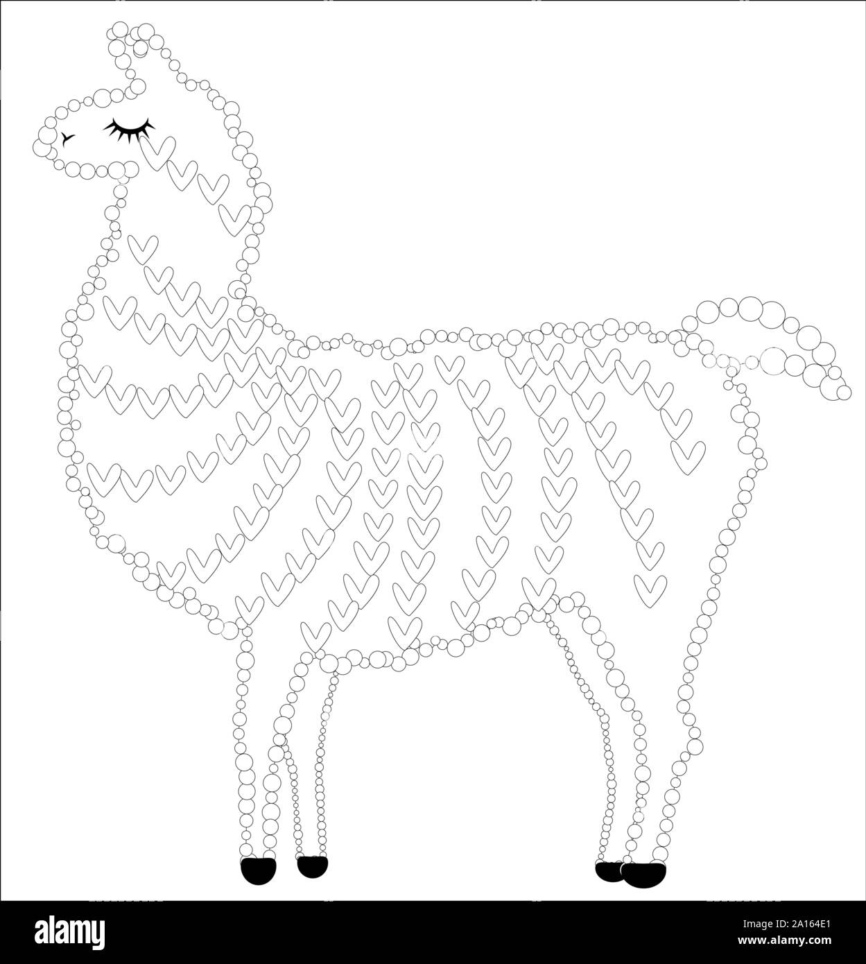 Coloriages de cartoon lama. Lama, colorant pour les adultes et les enfants Illustration de Vecteur