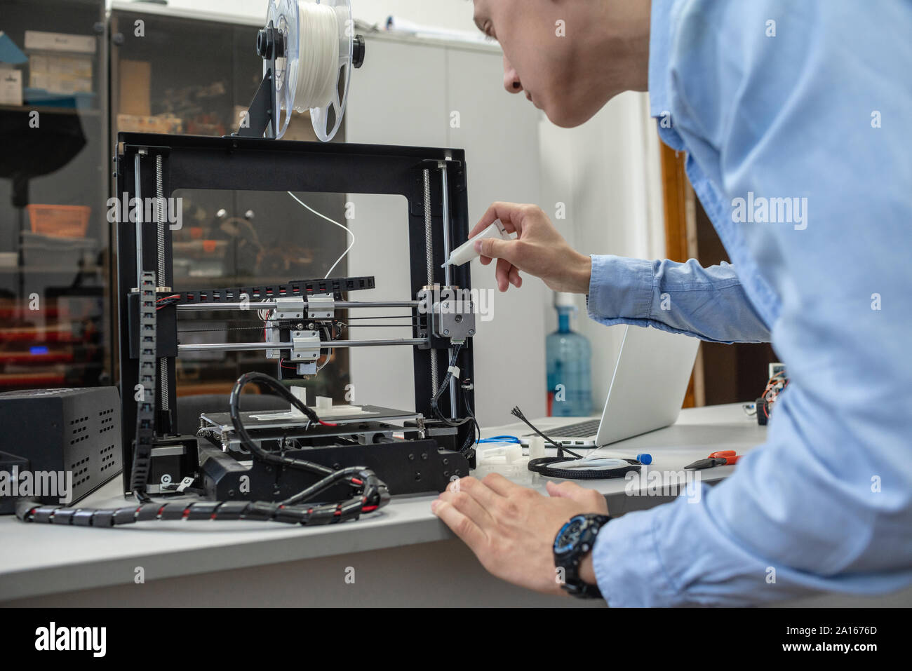 La mise en place d'étudiants de l'imprimante 3D Banque D'Images