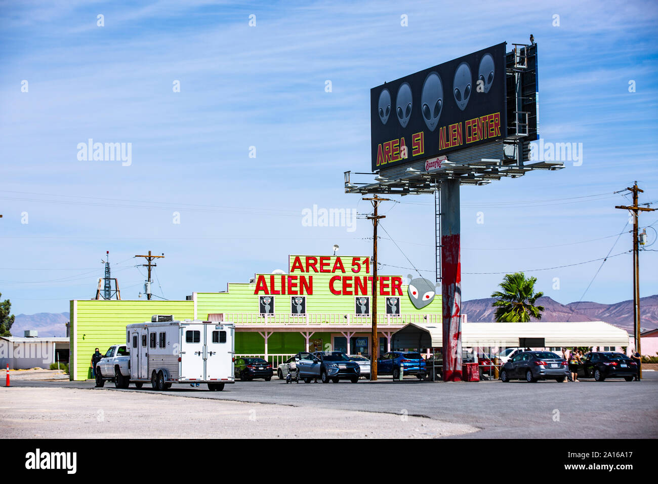 Alien51 Centre à Amargosa Valley zwischen Las Vegas Beatty und Tankstelle und mit großem Souvenirshop und Restaurant Banque D'Images