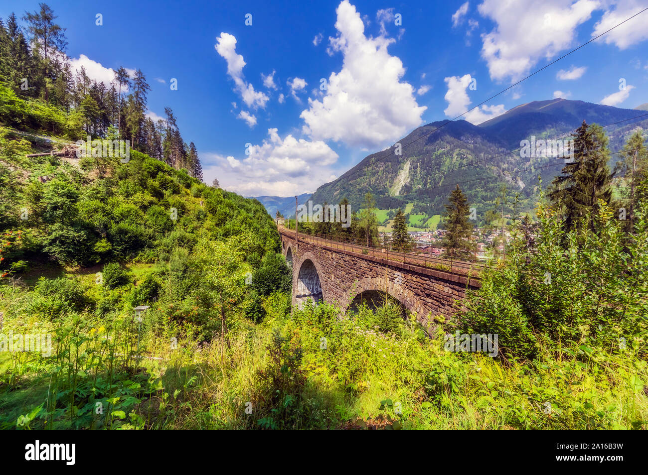 L'Autriche, l'état de Salzbourg, Bad Hofgastein, pont de chemin de fer Banque D'Images