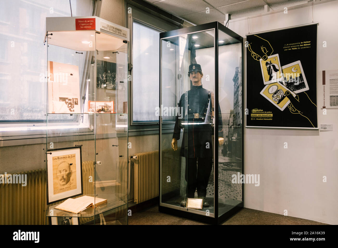 Paris, France - Septembre 03, 2019:exposition dans le 'Musee de la prefecture de Paris', (Musée de la police) à Paris, France. Banque D'Images