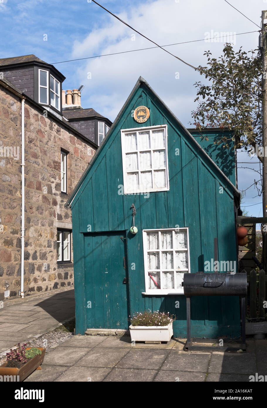 dh Fishing villages Cottage FOOTDEE VILLAGE ABERDEEN ÉCOSSE pêcheurs écossais petite maison en bois maisons maison Banque D'Images