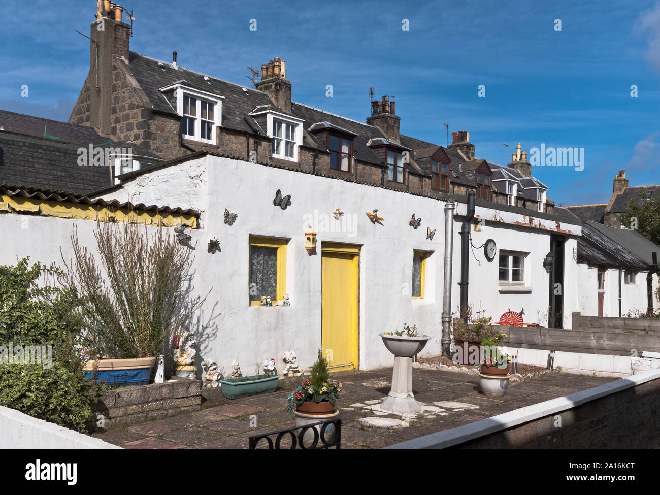 dh villages de pêche cottages village de FOOTDEE ABERDEEN ÉCOSSE pêcheurs écossais petites maisons maisons maisons Banque D'Images
