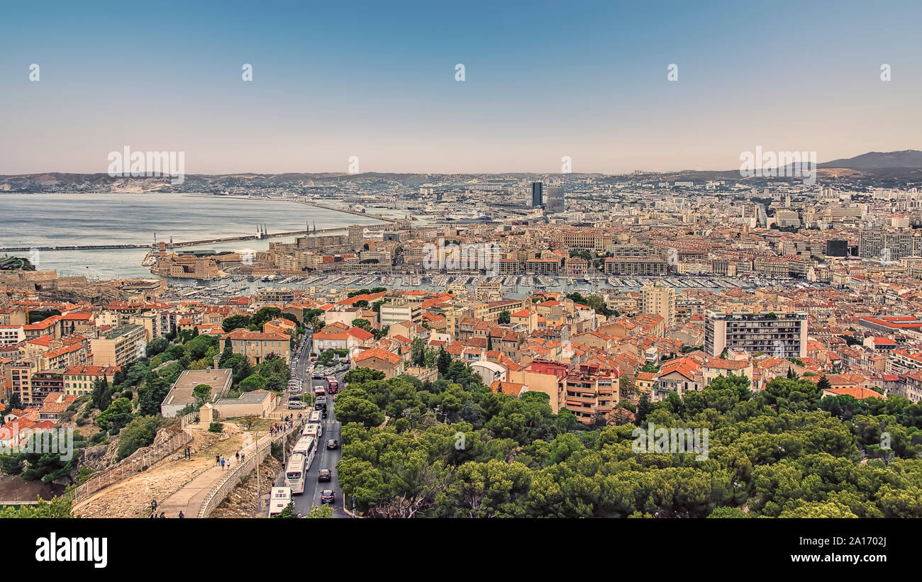 Panorama de Marseille dans la soirée Banque D'Images