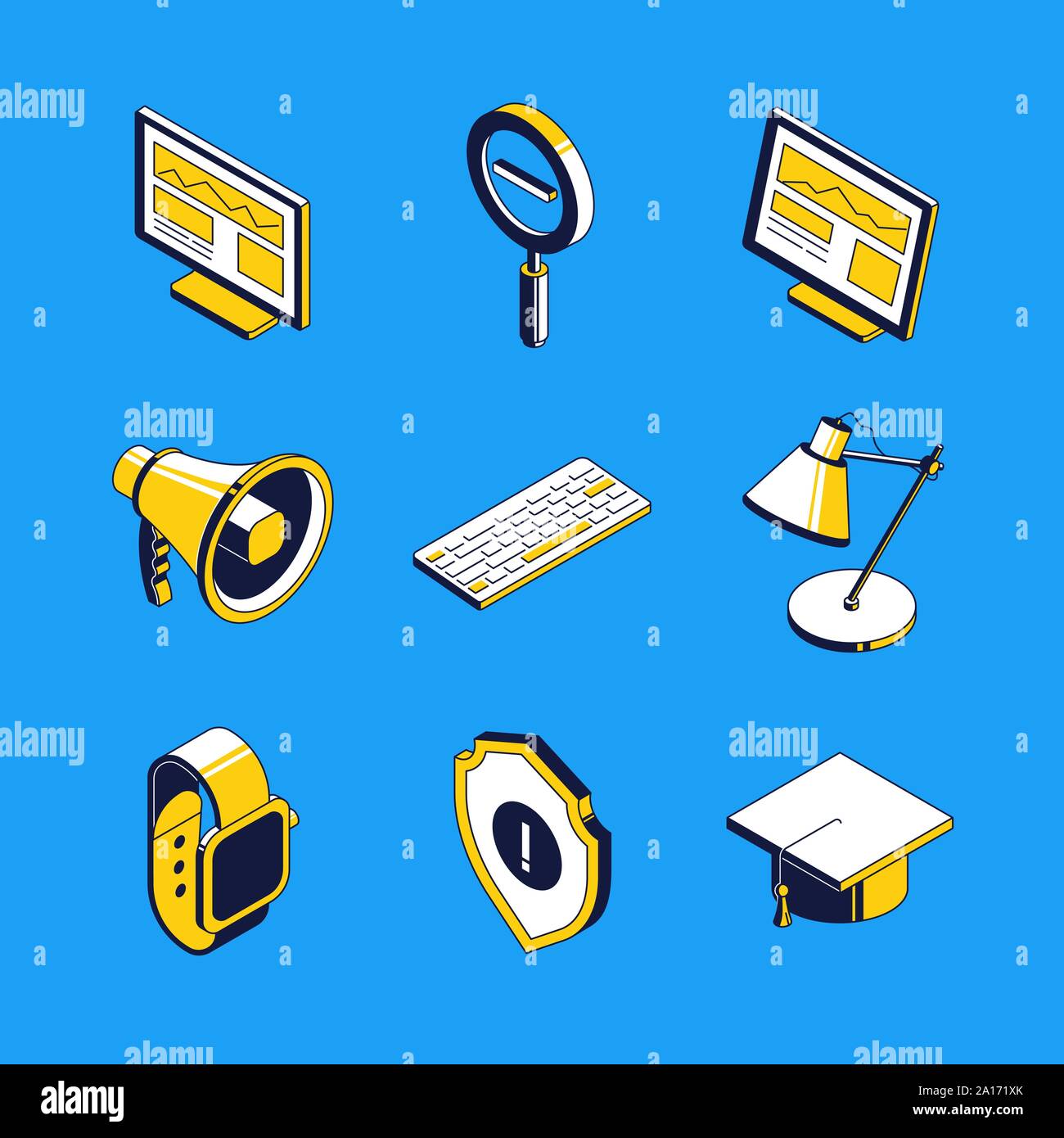 L'entreprise et de l'éducation - vector icons set isométrique Illustration de Vecteur