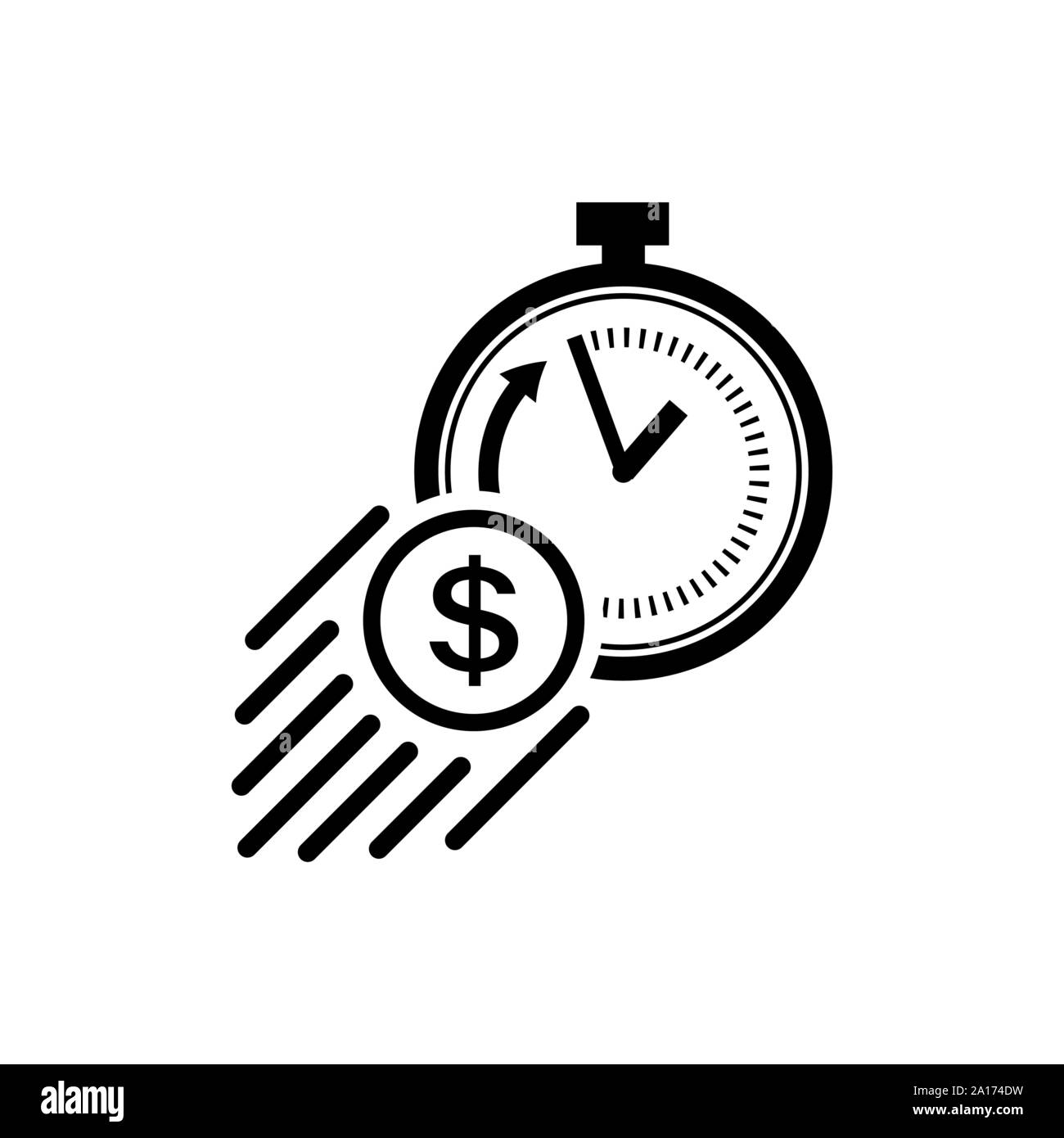 L'icône le temps, c'est de l'argent. Concept de monnaie rapide. Illustration de Vecteur