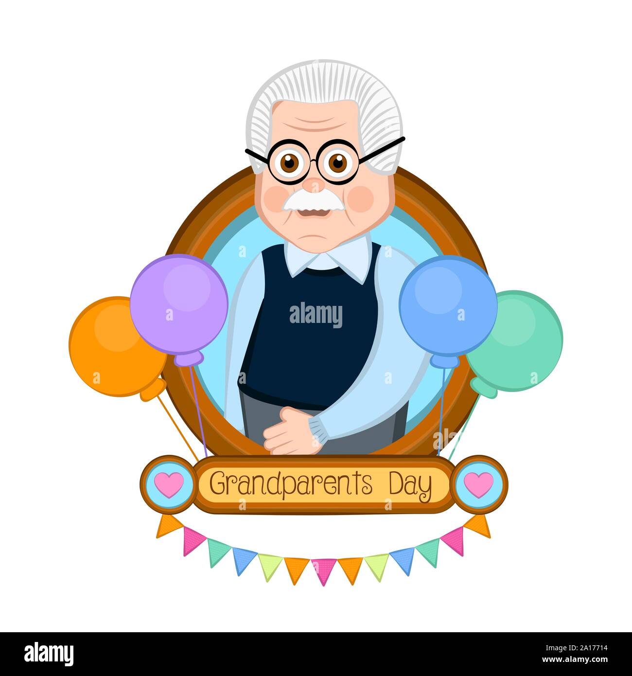 Journée des grands-parents de droit avec un grand-père portrait et des ballons - Vector illustration Illustration de Vecteur