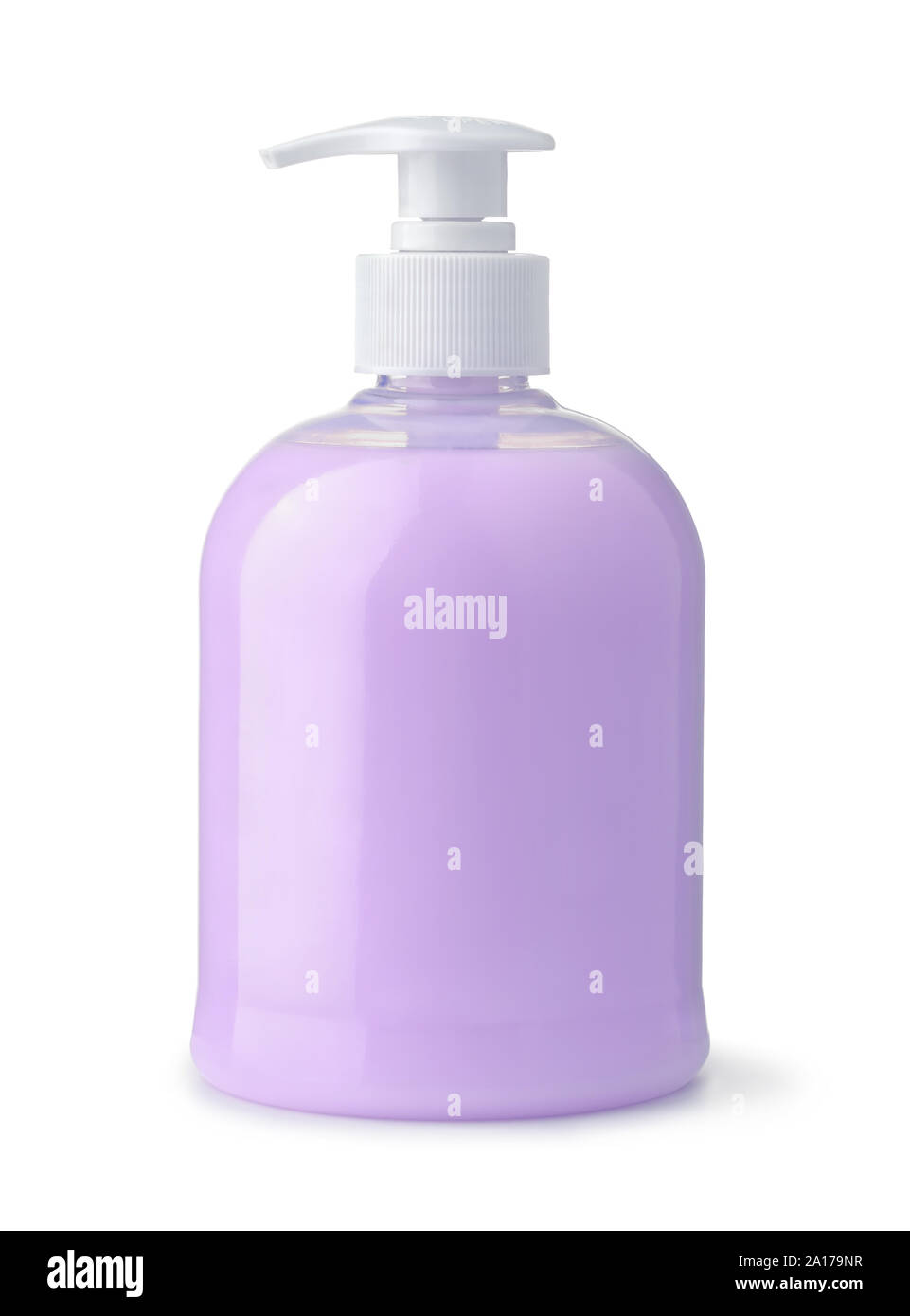 Bouteille de savon liquide rose isolated on white Banque D'Images