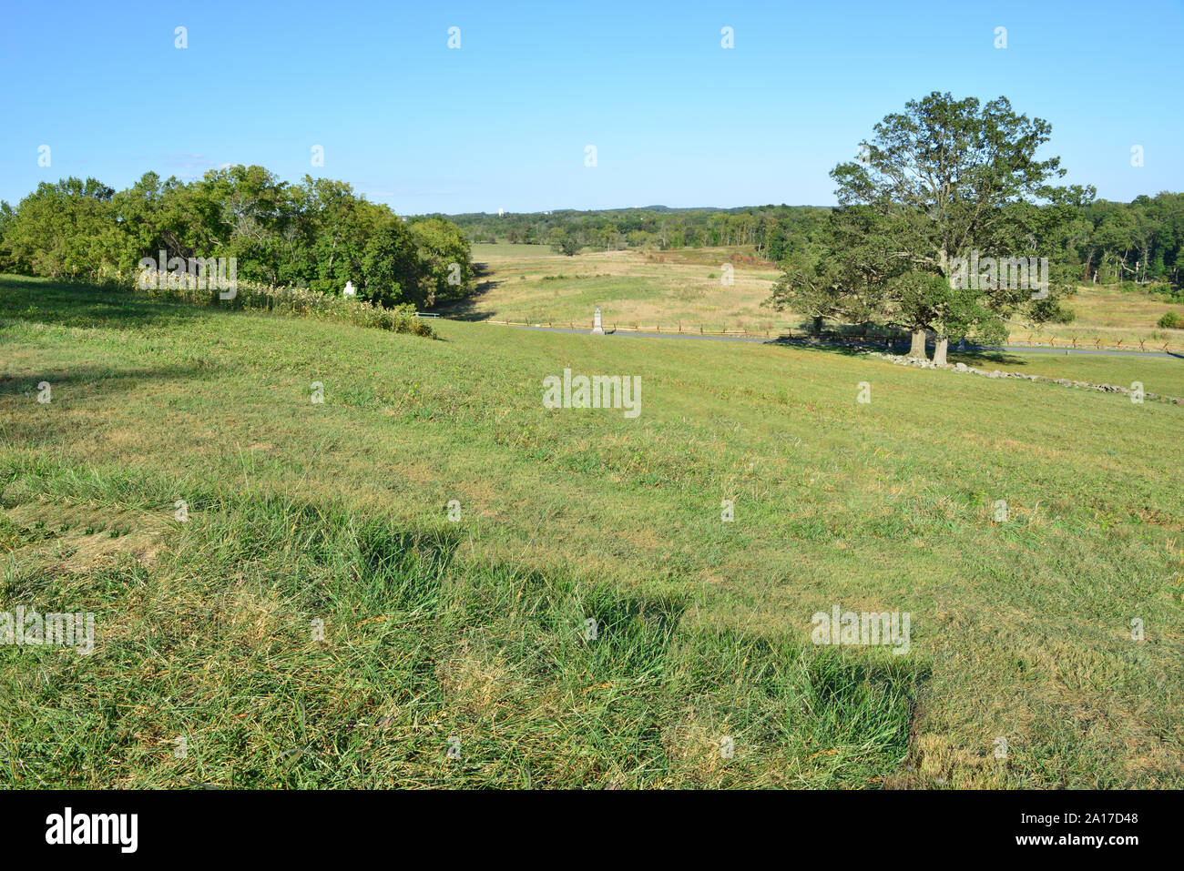 Cemetery hill à Gettsyburg la vue de la bataille qui a eu lieu du 3 juillet 1863. Banque D'Images