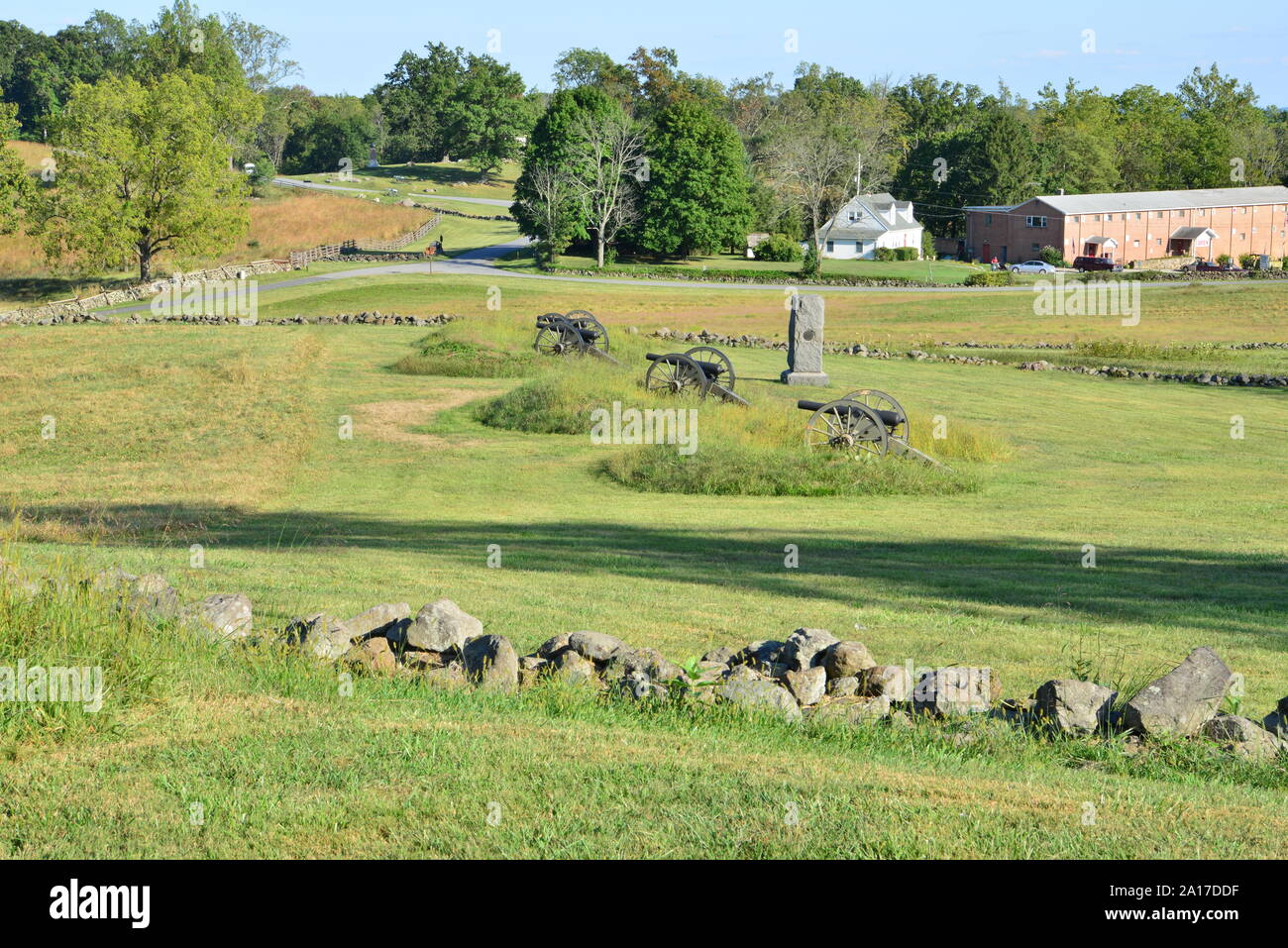 Cemetery hill à Gettsyburg la vue de la bataille qui a eu lieu du 3 juillet 1863. Banque D'Images