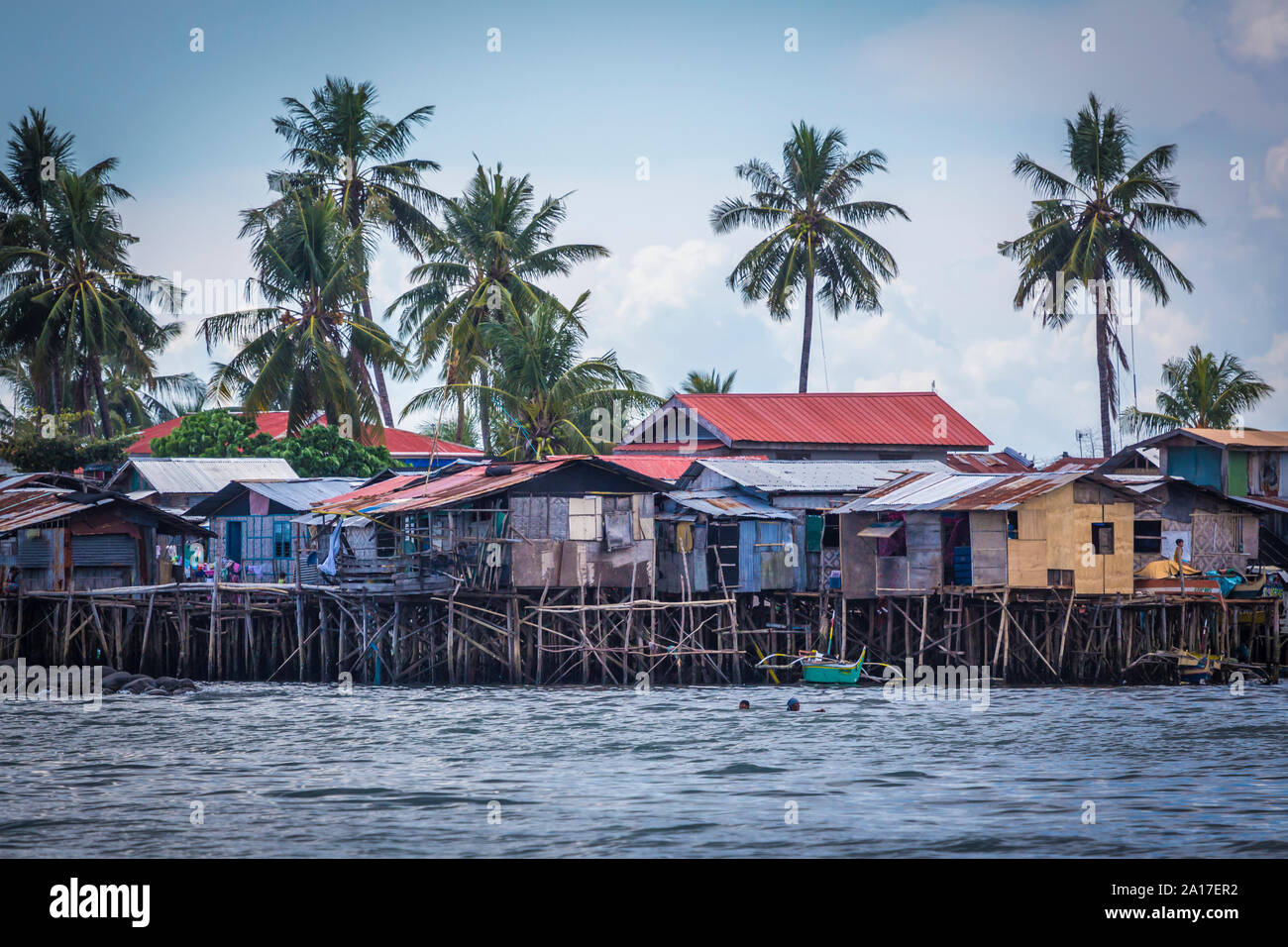 Bidonvilles de la grande ville de Davao sur Mindanao aux Philippines Banque D'Images