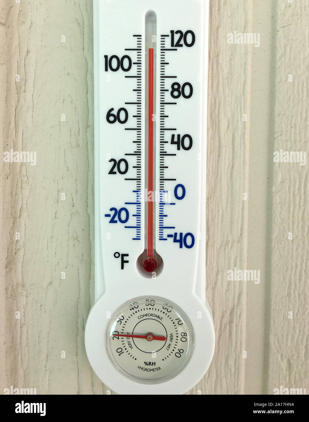 Plus de lecture de l'indicateur de température extérieur 110f Banque D'Images
