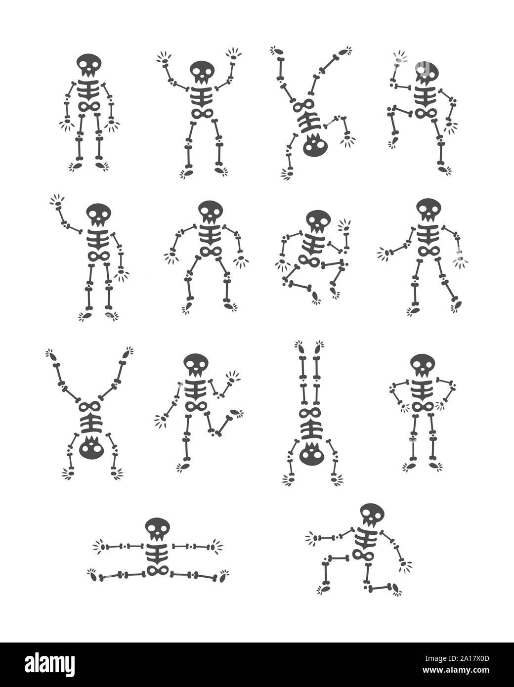 La danse des squelettes. Funny dancing skeleton vector illustration fond. le jour de la mort. La course et le saut des squelettes. Happy Halloween. Illustration de Vecteur