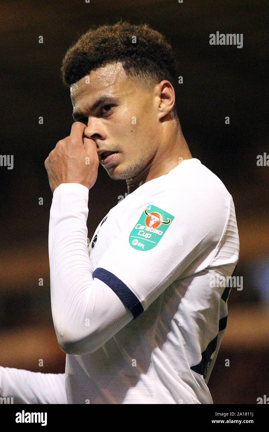 Colchester, UK. Sep 24, 2019. Alli Dele de Tottenham Hotspur pendant le troisième tour de la Coupe du buffle Colchester United et match entre Tottenham Hotspur à Weston Homes Community Stadium le 24 septembre 2019 à Colchester, Angleterre. (Photo par Mick Kearns/phcimages.com) : PHC Crédit Images/Alamy Live News Banque D'Images