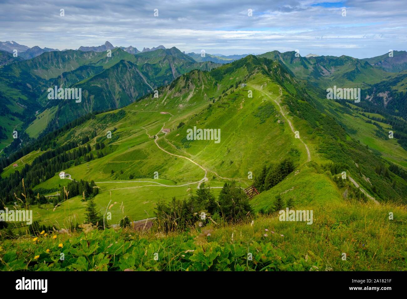À Walmendinger Horn, Kleinwalsertal, Allgau Alpes, Allgau, Vorarlberg, Autriche Banque D'Images