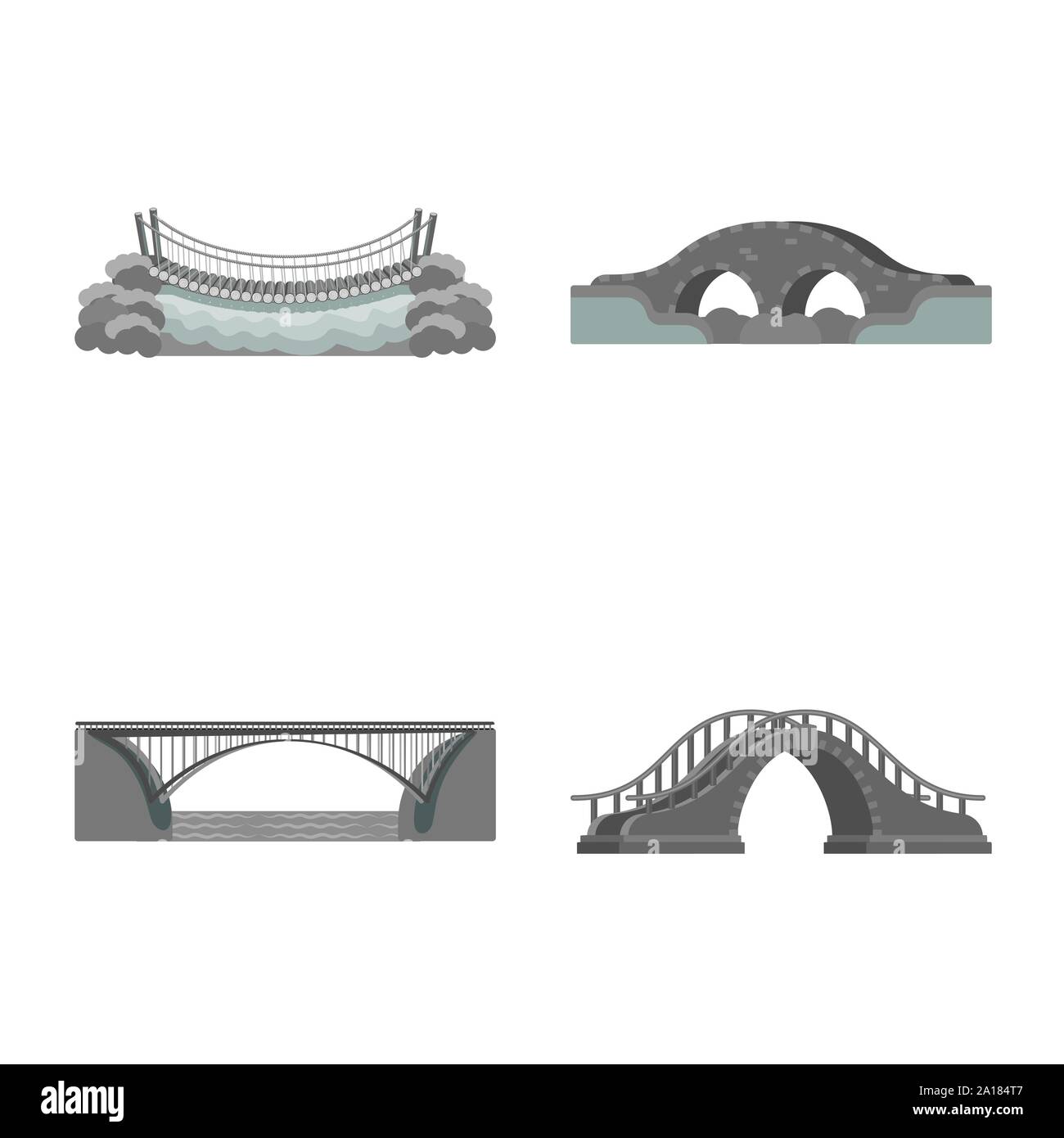 Conception de scénarios de conception et de construction en icône. Collection de design et le pont symbole boursier pour le web. Illustration de Vecteur
